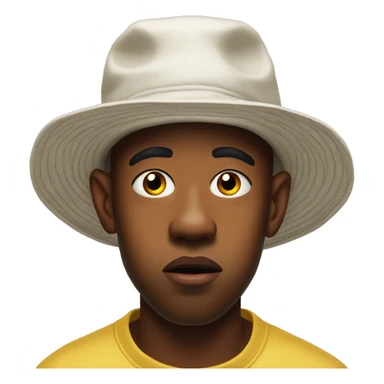 Tyler the creator wearing a bucket hat, looking perplexed sticker
