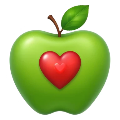 create a green apple that is shaped like a heart sticker