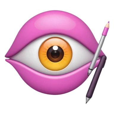 genera un emoji 3d en formato ios de un ojo con eyeliner rosa sticker