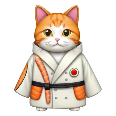 cat wearing a coat made out of sushi sticker