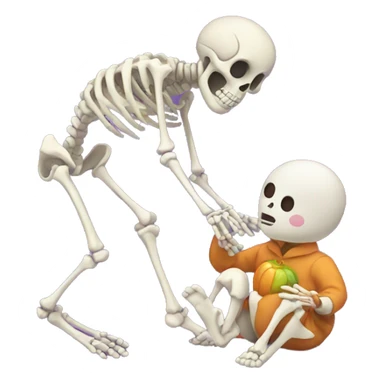 Skeleton stealing candy from a baby sticker