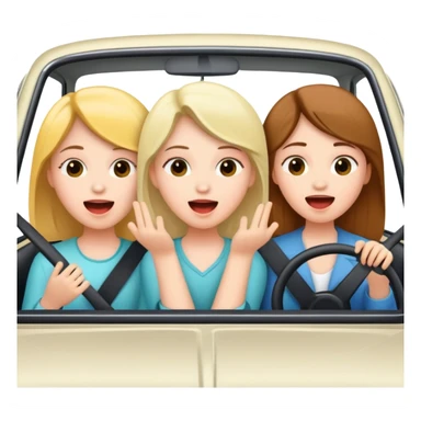 3 girls singing in a car sticker
