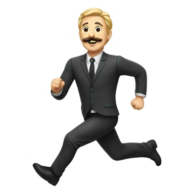 man with moustache running  sticker
