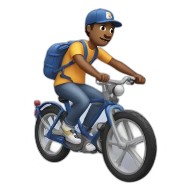 guy on a bike with a baseball cap sticker