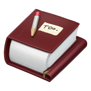 Dark red book with to do list sticker