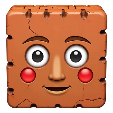 A brick with a face sticker
