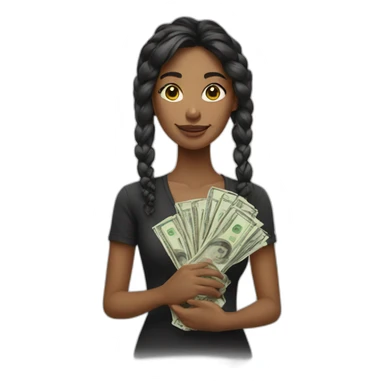 a girl with money bow sticker