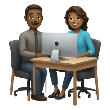 three people working together on computers sticker