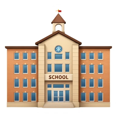 school building with a name school on the top of it sticker