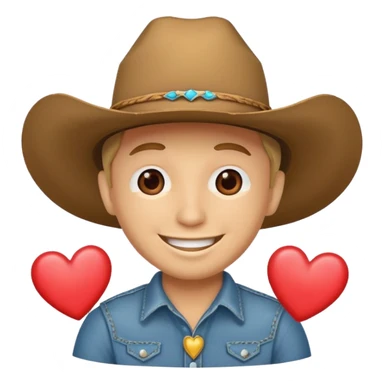 Smily face no body with cowboy hat and hearts sticker