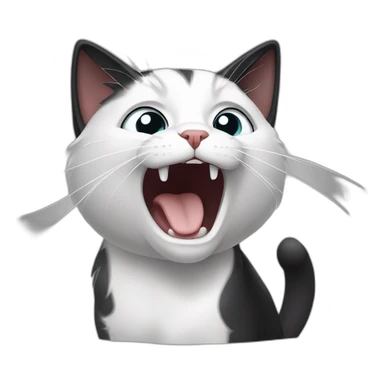 Black and white cat, yawning sticker