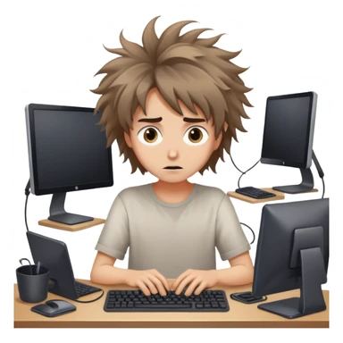 a person who went nuts from the amount of time he spent on chat gpt sticker