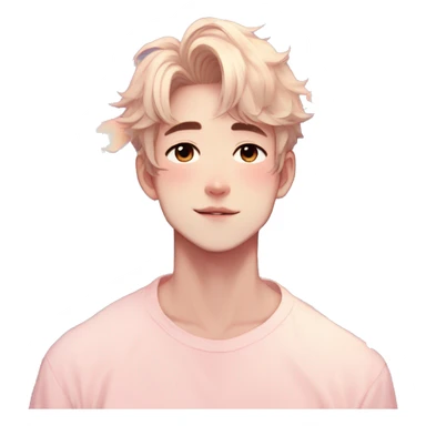 Gorgeous pastel anime style man with blushing face and butterflies aesthetic trending style sticker