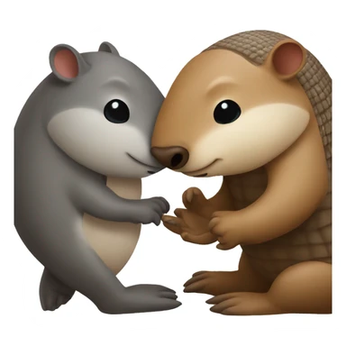 An armadillo and otter kissing sticker