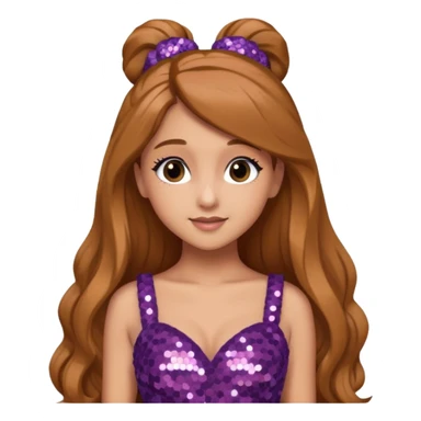 Ariana Grande with long golden brown hair, mauve sequin dress sticker