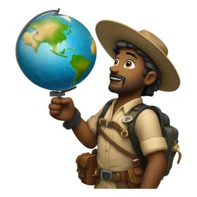 explorer on top of globe sticker