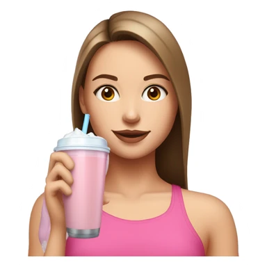 Brown straight haired white girl in pink croptop drinking protein shake sticker