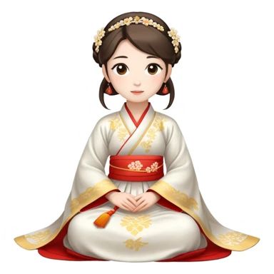 Beautiful girl wearing Hanfu wedding dress sitting sticker