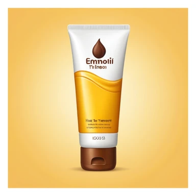 A tube of hair treatment product yellow and brown color scheme sticker