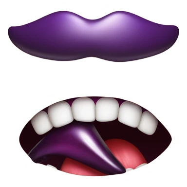 A big mouth, eating an eggplant sticker