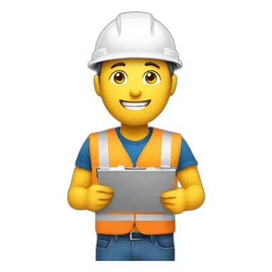 Man in hard hat with clipboard sticker