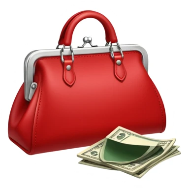 elegant raed purse with dollar bills sticking out sticker