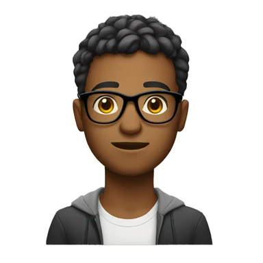 student with glasses with a computer in front of him. He looks concentrated. sticker