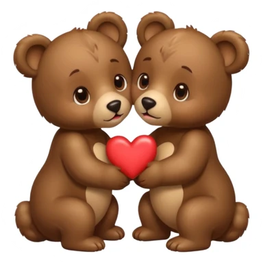 2 coloured bear cubs with love hearts kissing  sticker