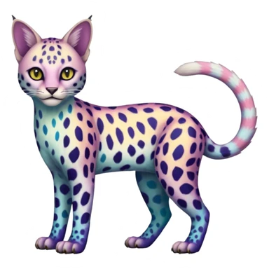 Colorful Iridescent Albino Melanistic Bobcat-Caracal-Leopard-Genet-Pokémon-Digimon-Fakémon-fusion-hybrid-creature sticker