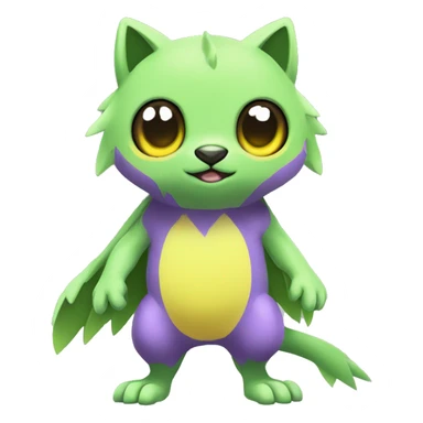 Cute cool green yellow purple animal hybrid Fakemon full body sticker