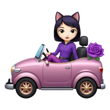 Hot full size real-appearance racing action Darkness BatGirl’s midnight-purple tights sixty’s tv show 1992 stealth retro cat burglar sporty petite off-road pursuit mobile cruiser car rose gold accents (black hair,reclined and relaxed seating position and attitude) sticker