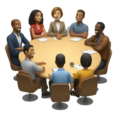 happy meeting at a table sticker