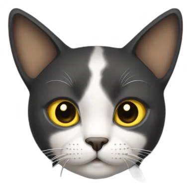 cat with white head and at the top of his head some black color, yellow brown eyes, dirty looking sticker