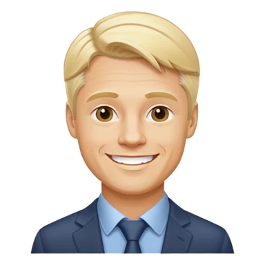 Oleg Tinkov, smiling, blond hair, business casual sticker
