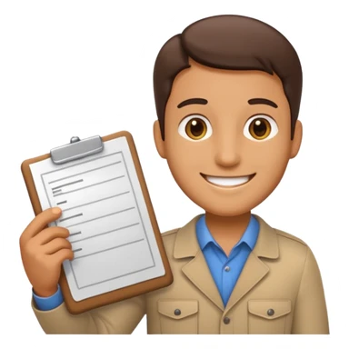 create a realistic emoji showing logistic person with a plan in his hands sticker