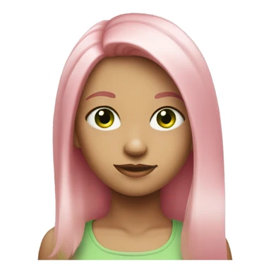 A girl with green eyes, with shoulder length pink hair sticker