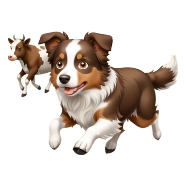 Mini Australian shepherd dog chasing cows sticker
