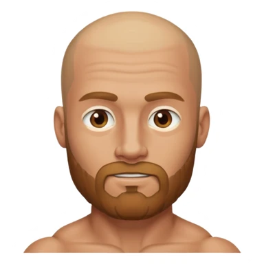 Head and torso of a Muscular Caucasian male with tan skin, shaved head, and a light brown beard. sticker