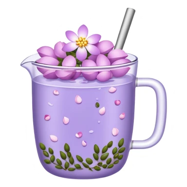 lavender tea boba with flower petals sprinkled on top  sticker
