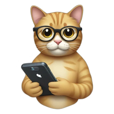 A cat's head in tech-savvy glasses with screens and a phone in its hand sticker