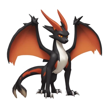 Black Cool Edgy Anthro Noivern-Nargacuga-Houndoom-Charizard Fakémon  with White and Red Edgy markings sticker