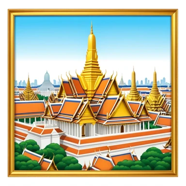 Grand Palace Bangkok Landmark Emoji – Featuring golden spires, Thai architecture, and the Emerald Buddha Temple. sticker
