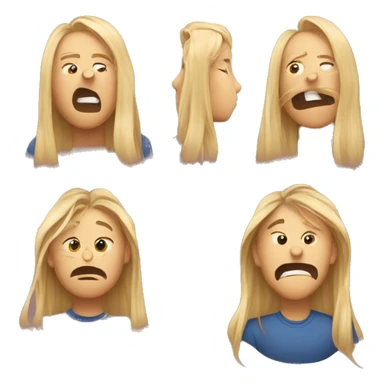 There should be and emoji of flared up nostrils person putting an imaginary strand of hair behind their ears sticker