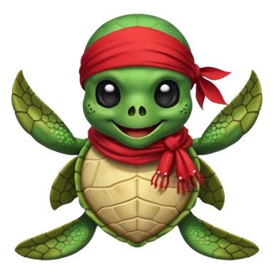 sea turtle wearing a red pirate skull scarf sticker