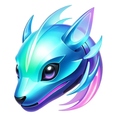  Shiny sparkly transparent bioluminescent luminescent vibrant bright pastel dark exotic iridescent colorful gradients futuristic modern cyber-Protogen-Fakémon-Pokémon-Vernid-creature sticker