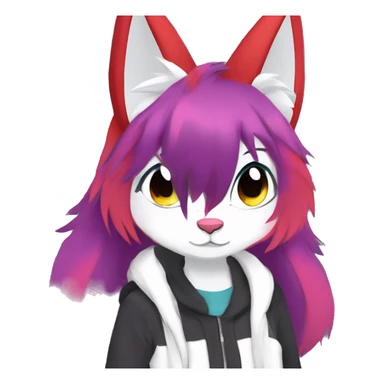 Anthro Dark Beautiful Colorful Shiny Edgy Cool Shy Grumpy FurSona Feline-Zangoose-Fakemon Emo Hair Vtuber Model sticker