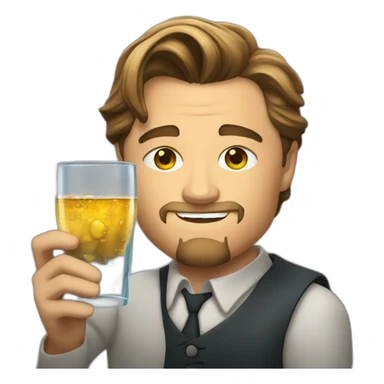 leonardo dicaprio holds a glass sticker