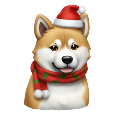A akita inu with a christmas scarf sticker