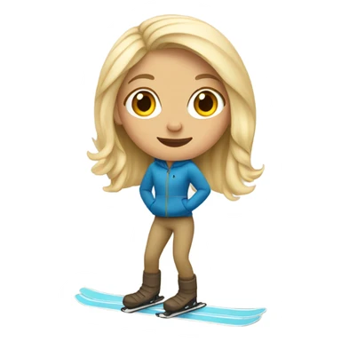 Blonde girl on a beige skis sticker