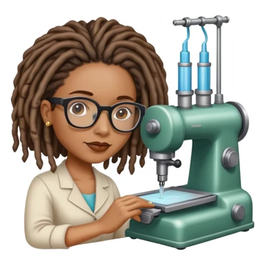 African American lady with locs using crafting machine sticker